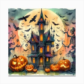 Haunted House Crooked Halloween 1 Canvas Print