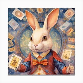 Alice In Wonderland The White Rabbit Square Canvas Print