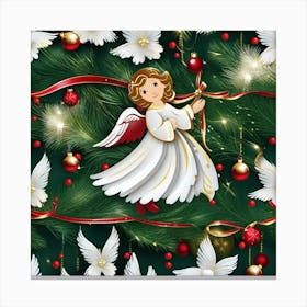 Angels On A Christmas Tree Canvas Print