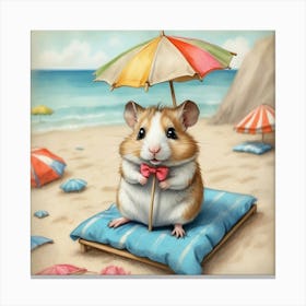 Hamster On The Beach Canvas Print