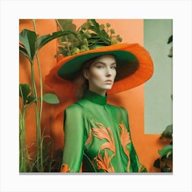 Green And Orange Hat Canvas Print