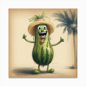 Cucumber In A Hat 1 Canvas Print