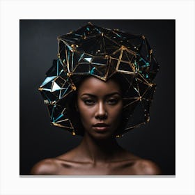 Black Woman With Geometric Headpiece 1 Canvas Print