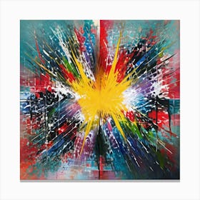 Vibrant Abstract Expressionist Painting With Dynamic Color Explosion Canvas Print