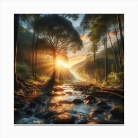 Sunrise In The Forest Canvas Print