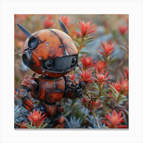 Robot In Bloom Canvas Print