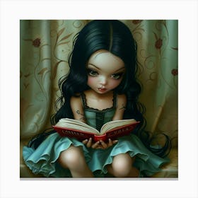 Little Girl Reading A Book 1 Canvas Print