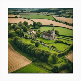 Aerial View Of A Church In The Countryside Canvas Print