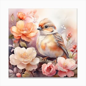 Bird And Flowers Canvas Print