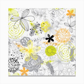 Doodle Flowers Hand Drawing Pattern Canvas Print