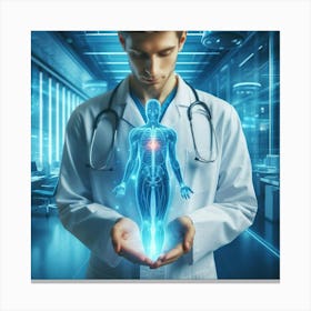 Doctor Holding A Body Canvas Print