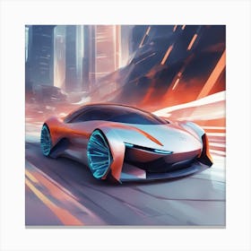 A Vibrant And Dynamic Design Featuring A Futuristic Electric Car, With Sleek Design, Long Range Capa Canvas Print