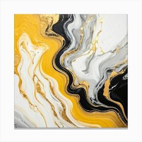 Abstract Marble Patterns Gracefully Swirling Across A Canvas The Waves Of Liquid Gold Silver Grey Canvas Print