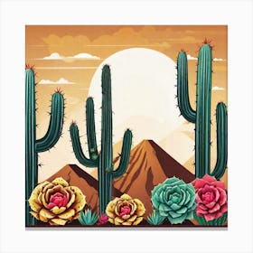 Cactus In The Desert 1 Canvas Print