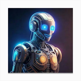 Firefly Cheerful Cybernetic Robot Icon With Holographic Glow 50855 (2) Canvas Print