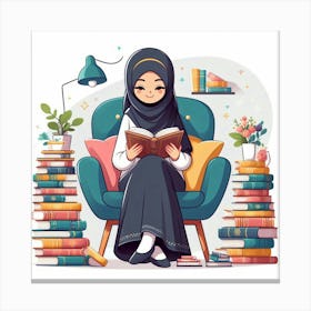 Muslim Girl Reading Book 2 Canvas Print