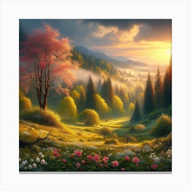 Sunset In The Forest 2 Canvas Print