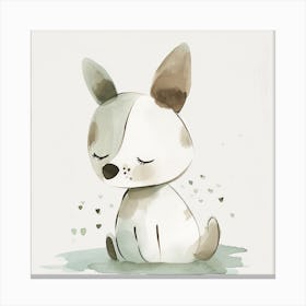 Cute Dog Watercolor Painting Canvas Print