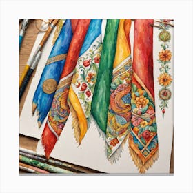 Kazakhstan Flags Canvas Print