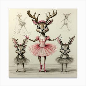 Deer Ballerinas Canvas Print