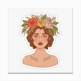 Flowers on Girls head Canvas Print