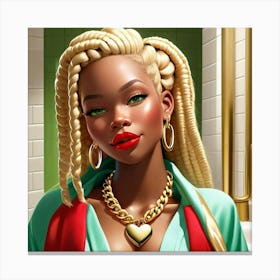 Black Woman In Bathroom Canvas Print