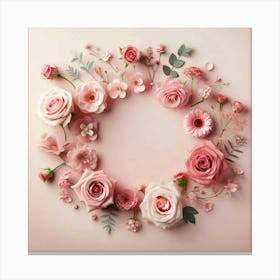 Pink Flowers In A Circle Canvas Print