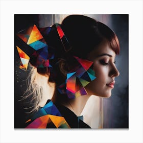 Woman With Colorful Triangles Canvas Print
