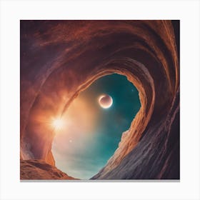 Eclipse Through A Cave Canvas Print