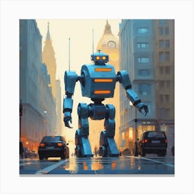 Robot On The Street 59 Canvas Print