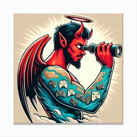 Devil With Binoculars Canvas Print