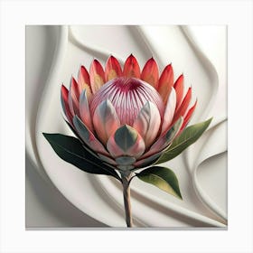 A Breathtakingly Detailed, Ultra High Resolution Digital Illustration Of A Majestic Protea Flower, Rendered In Vibrant, Lifelike Colors, With Intricate Textures And Delicate Petals That Appear Soft To The Touch 2 Canvas Print