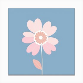 A White And Pink Flower In Minimalist Style Square Composition 621 Canvas Print