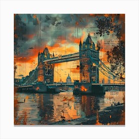 Tower Bridge - Sunset retro collage Canvas Print