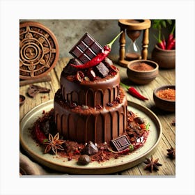 A Beautifully Plated Cascade Mayan Chocolate Cake, Canvas Print