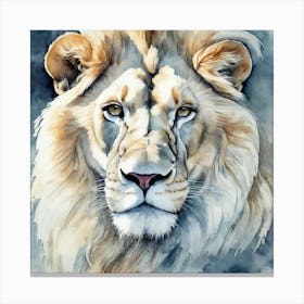 White Lion Watercolor Canvas Print