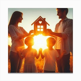 Family Holding A House Canvas Print