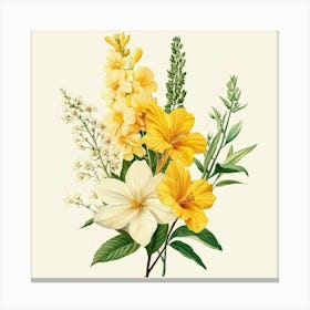 Yellow And White Flowers Art Canvas Print