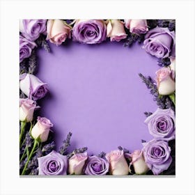 Lavender Roses Frame Canvas Print