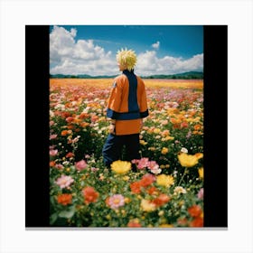 Happy Naruto In A Beautiful Field Of Flowers (1) Canvas Print