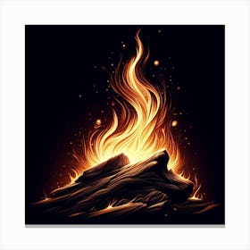 Fire On Black Background Canvas Print