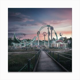 Amusement Park At Dusk Canvas Print