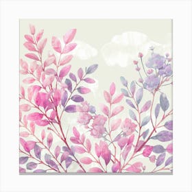 A Delicate Pastel Illustration Of Leaves And Del (2) Canvas Print