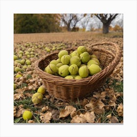 Basket Of Walnuts Canvas Print