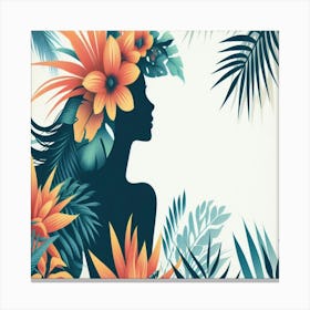 Hawaiian Girl Silhouette Canvas Print