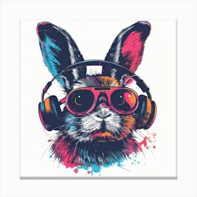Bunny With Headphones Canvas Print