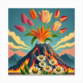 Picture Frame Decorated With Flames Above A Volcano 1 Canvas Print