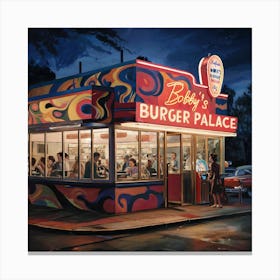 1950's Vintage Burger Joint Abstract Patterns Art Print Canvas Print