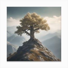 Tree On Top Of Mountain 4 Canvas Print