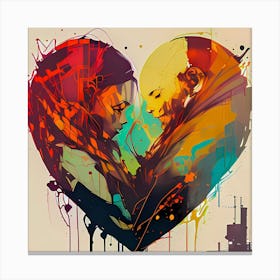Abstract Lovers In A Heart Of Love Canvas Print